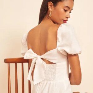 Reformation Denver Linen Dress in White